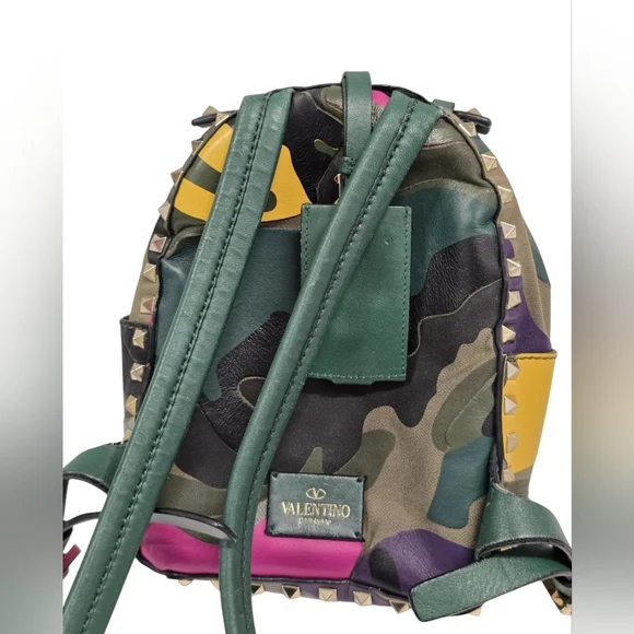 VALENTINO  Garavani Rockstud Leather Backpack Camouflage - Picture 4 of 16